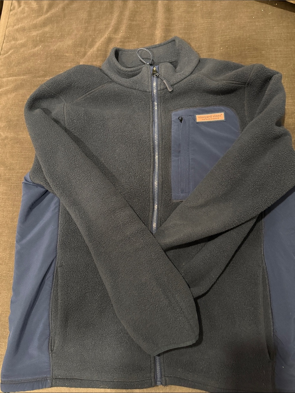Vineyard Vines Navy Fleece Zip-Up Sweater